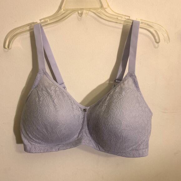 Breezies Floral Leaf Overlay Contour Wirefree Bra Cloudless Blue Sz 40C A391264 - Picture 4 of 13